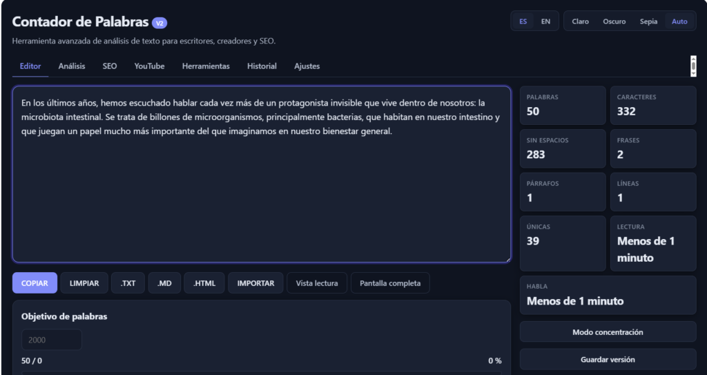 Contador de Palabras Online