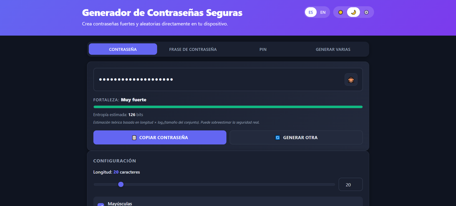 Generador de contraseñas seguras